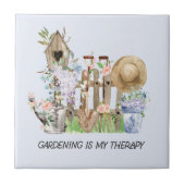 Carreau Aquarelle Floral Jardinage Outils et devis (Devant)