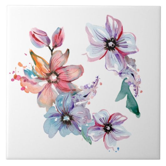 Carreau Aquarelle florale (Devant)