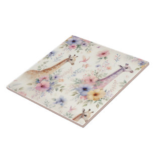 Carreau Aquarelle Florale Giraffe Carrelage Design