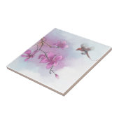 Carreau Aquarelle Flore rose & Faune Art Jardin Scènes (Côté)