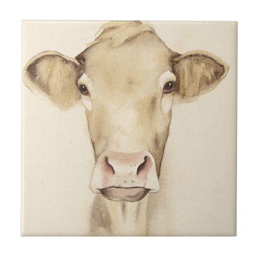 Carreau Aquarelle Grange Animaux | Vache (Devant)