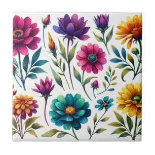 Carreau Aquarelle gras Floral