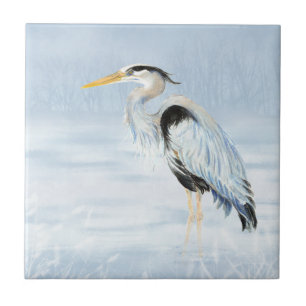 Carreau Aquarelle Great Blue Heron Oiseau Art de la faune