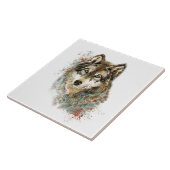 Carreau Aquarelle Gris Loup Faune Animal Nature Art (Côté)