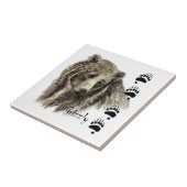 Carreau Aquarelle Grizzli Ours Faune Nature Art (Côté)