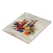 Carreau Aquarelle Herbes Rustiques Épices Faux Texture (Côté)