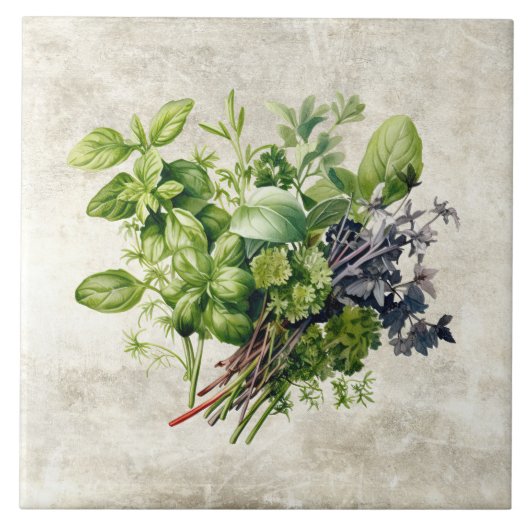 Carreau Aquarelle Herbes rustiques Faux Texture (Devant)
