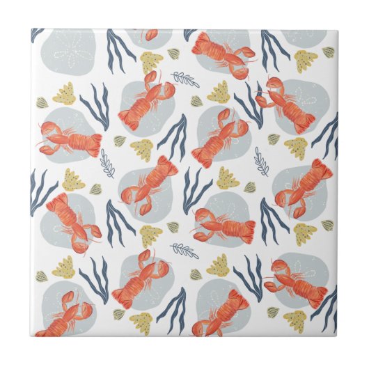 Carreau Aquarelle Homard Crustacean Beach Dollars (Devant)