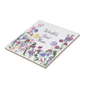 Carreau Aquarelle Jardin Fleurs Meilleure maman au monde (Côté)