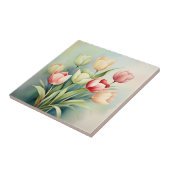Carreau Aquarelle Jardin Tulipe Sur Sage Green (Côté)
