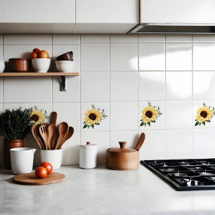 Carreau Aquarelle jaune Fleurs de soleil et design Fleur s