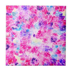 Carreau Aquarelle lilas turquoise rose néon moderne