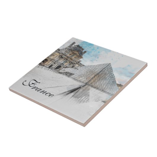 Carreau Aquarelle Louvre, Paris Carrelage en céramique - É (Côté)