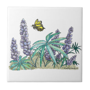 Carreau Aquarelle Lupine de l'Alaska