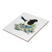 Carreau Aquarelle Magpie Bird Vous regardant (Côté)