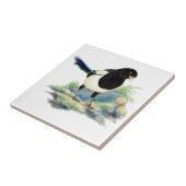 Carreau Aquarelle Magpie Oiseau Faune Art (Côté)