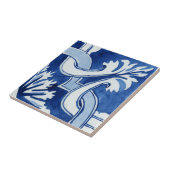 Carreau Aquarelle méditerranéenne bleu & blanc (Côté)