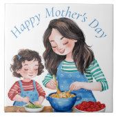 Carreau Aquarelle Mère et Enfant Conception de préparation (Devant)