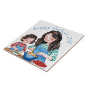 Carreau Aquarelle Mère et Enfant Conception de préparation (Côté)