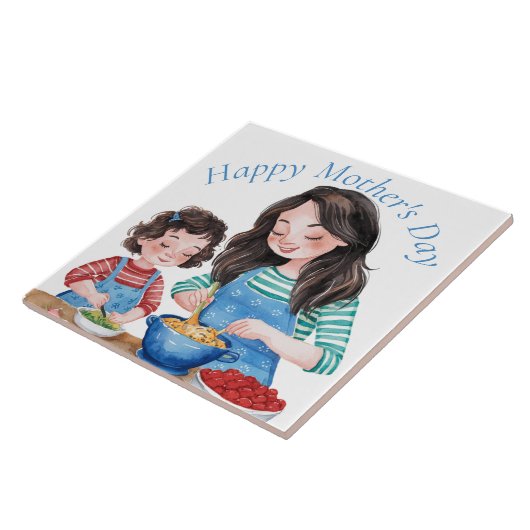 Carreau Aquarelle Mère et Enfant Conception de préparation (Côté)