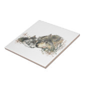 Carreau Aquarelle Mère Wolf & Cubs Animal Art (Côté)