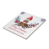 Carreau Aquarelle mignonne Gnomes & Poinsettia (Côté)