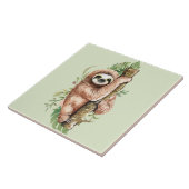 Carreau Aquarelle mignonne Sloth & Feuilles tropicaux (Côté)