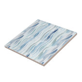 Carreau Aquarelle moderne Bleu et blanc Motif en bande (Côté)