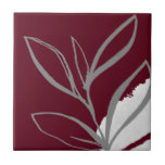 Carreau Aquarelle moderne Botanique<br><div class="desc">Le design moderne présente un design botanique artistique minimaliste d'aquarelle dans une palette de couleurs bordeaux et gris. Un design simple et moderne,  une collection de coordination.</div>