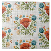 Carreau Aquarelle Moderne Fleur Motif Earthy Whimsical (Devant)