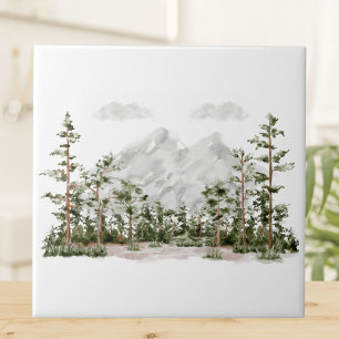 Carreau Aquarelle Montagne et forêt