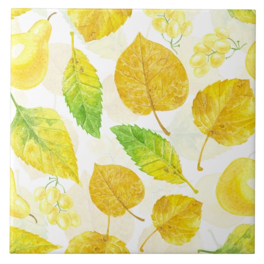 Carreau Aquarelle motif d'automne (Devant)