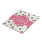 Carreau Aquarelle Motif fraise avec Monogramme (Côté)