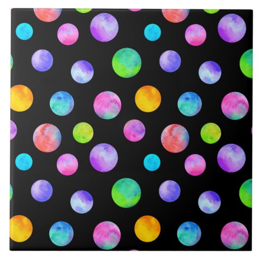Carreau Aquarelle multicolore à pois (Devant)