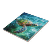 Carreau Aquarelle Natation Tortue de mer (Côté)