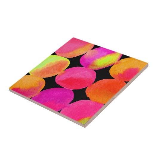 Carreau Aquarelle néon motif art abstrait couleur vive (Côté)