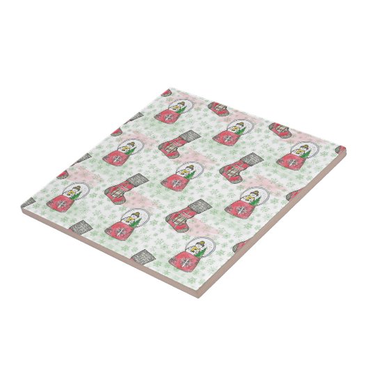 Carreau Aquarelle Noël Snowman (Côté)