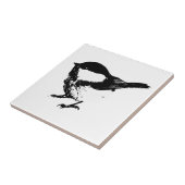 Carreau Aquarelle Noir Blanc Bécasseau Oiseau Faune Art (Côté)