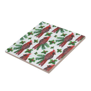 Carreau aquarelle Oiseau cardinal rouge