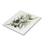 Carreau Aquarelle olives noires et vertes sur une branche (Côté)