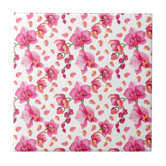Carreau Aquarelle Orchidées Design 2 (Devant)