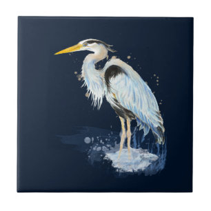 Carreau Aquarelle originale Great Blue Heron Bird