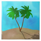 Carreau Aquarelle Palm Tree Beach Scene Collage (Devant)