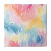 Carreau Aquarelle Pastel Rainbow Abstraite (Devant)