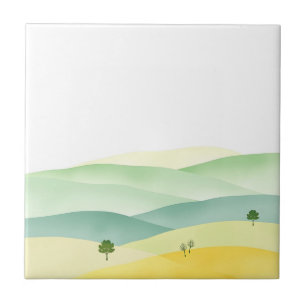 Carreau Aquarelle Pastel Rolling Hills avec Vert Muté