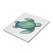 Carreau aquarelle peinte caricature de tortue de mer bleu  (Côté)