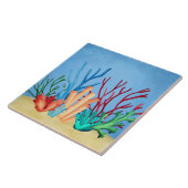 Carreau Aquarelle peinte de coraux de mer (Côté)