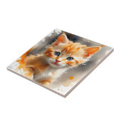 Carreau Aquarelle peinture d'un chat orange mignon (Côté)