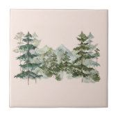 Carreau Aquarelle Pine Forêt et montagne Rustique (Devant)