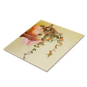 Carreau Aquarelle Plante en pointillés et papillon en méta (Côté)